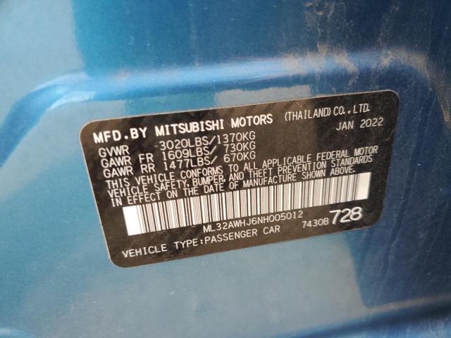 2022 MITSUBISHI MIRAGE SE ML32AWHJ6NH005012