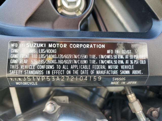 2007 SUZUKI SV650 JS1VP53A272104159