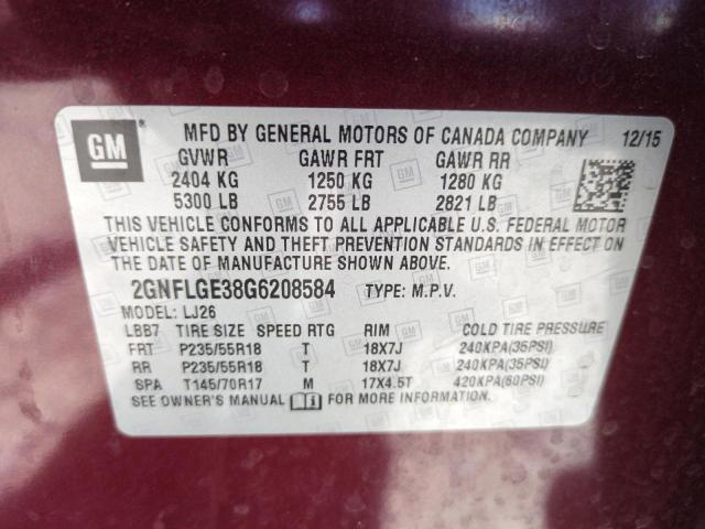 2016 CHEVROLET EQUINOX LT - 2GNFLGE38G6208584
