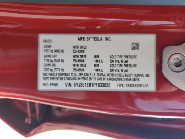 2023 TESLA MODEL 3 5YJ3E1EB1PF633830
