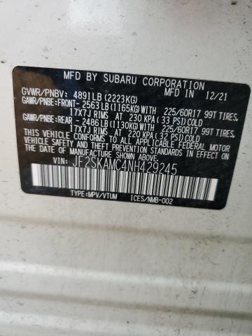 2022 SUBARU FORESTER W JF2SKAMC4NH429245