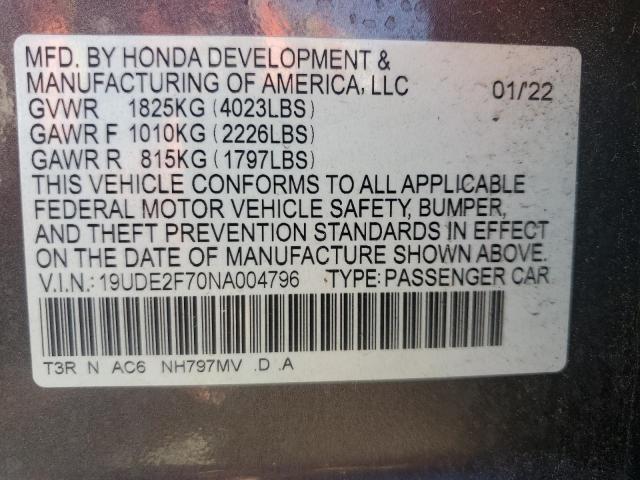 2022 ACURA ILX PREMIU 19UDE2F70NA004796