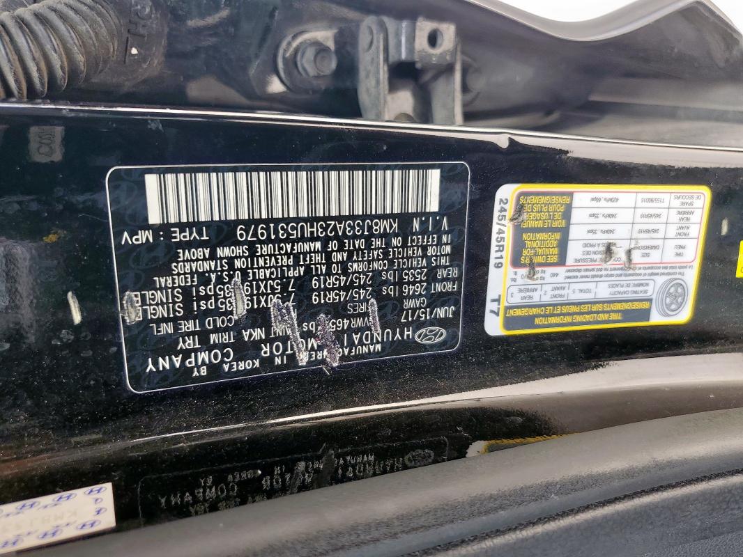 2017 HYUNDAI TUCSON LIM KM8J33A23HU531979
