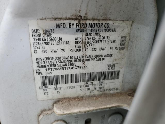 2016 FORD F250 SUPER - 1FT7W2BT7GEC79315