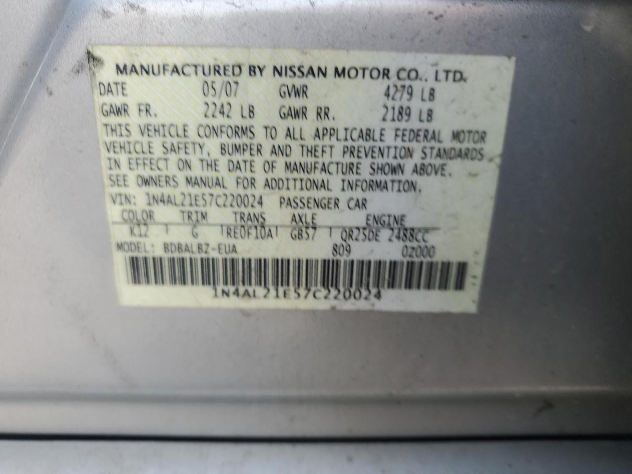 Nissan Altima 2.5 2007