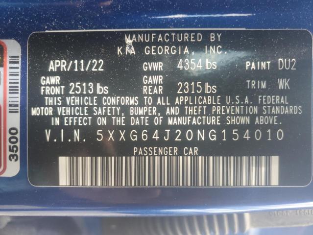 2022 KIA K5 GT LINE - 5XXG64J20NG154010