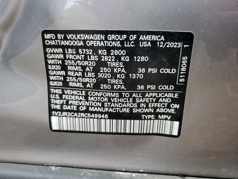 2024 VOLKSWAGEN ATLAS SE 1V2JR2CA2RC549946