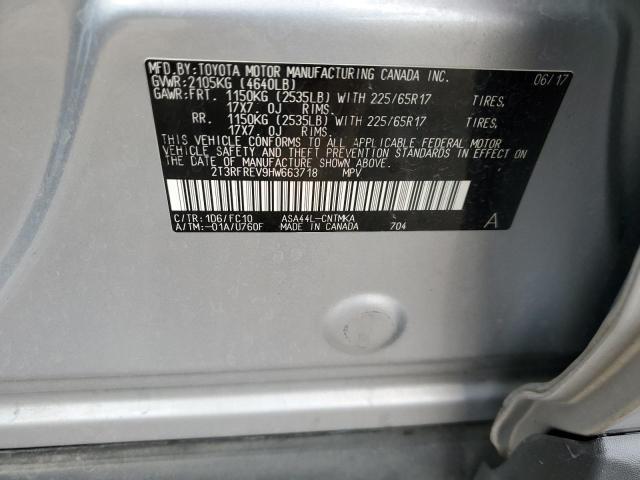 2017 TOYOTA RAV4 XLE 2T3RFREV9HW663718