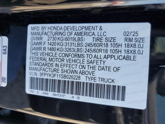 2025 HONDA RIDGELINE 5FPYK3F11SB026228