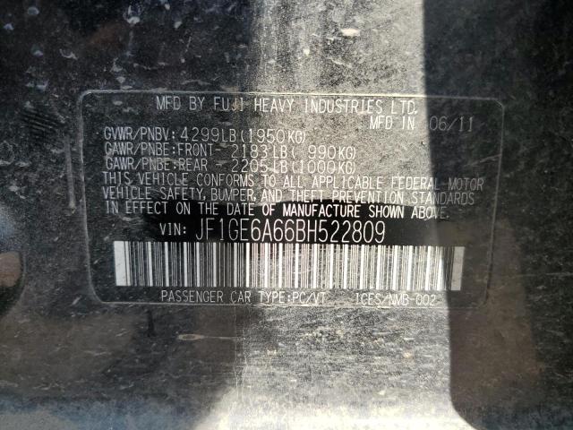 2011 SUBARU IMPREZA 2. - JF1GE6A66BH522809