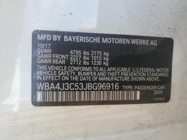 2018 BMW 430XI GRAN WBA4J3C53JBG96916