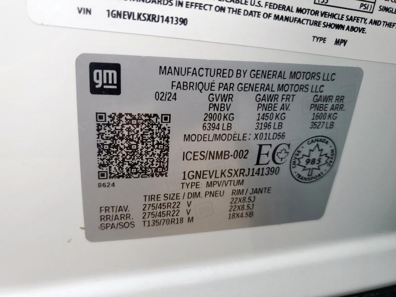 2024 CHEVROLET TRAVERSE R 1GNEVLKSXRJ141390