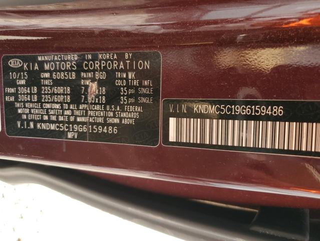 2016 KIA SEDONA EX KNDMC5C19G6159486