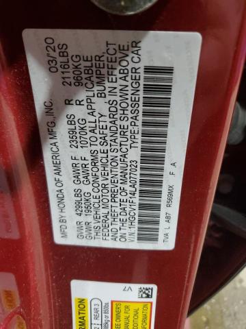 2020 HONDA ACCORD LX 1HGCV1F14LA077023