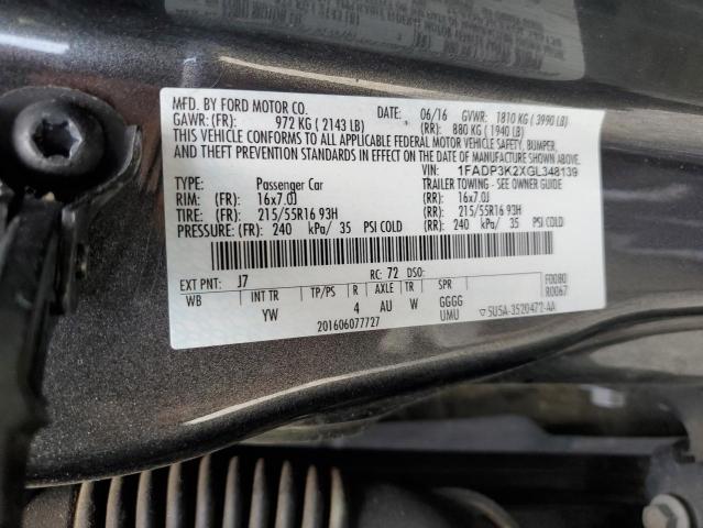 2016 FORD FOCUS SE - 1FADP3K2XGL348139