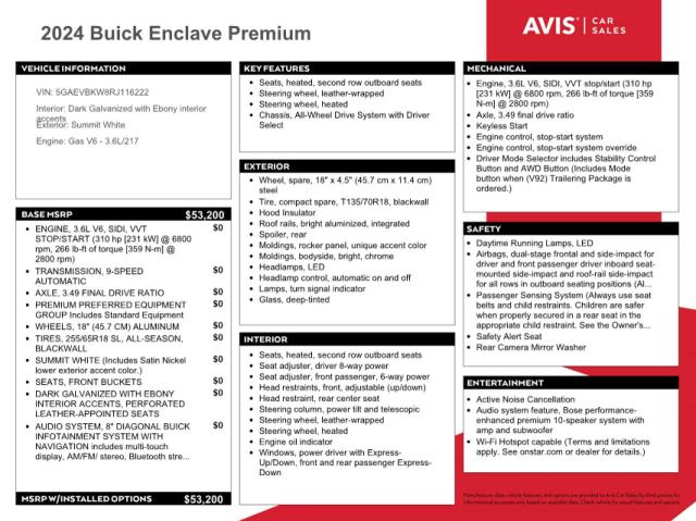 2024 BUICK ENCLAVE PR 5GAEVBKW8RJ116222