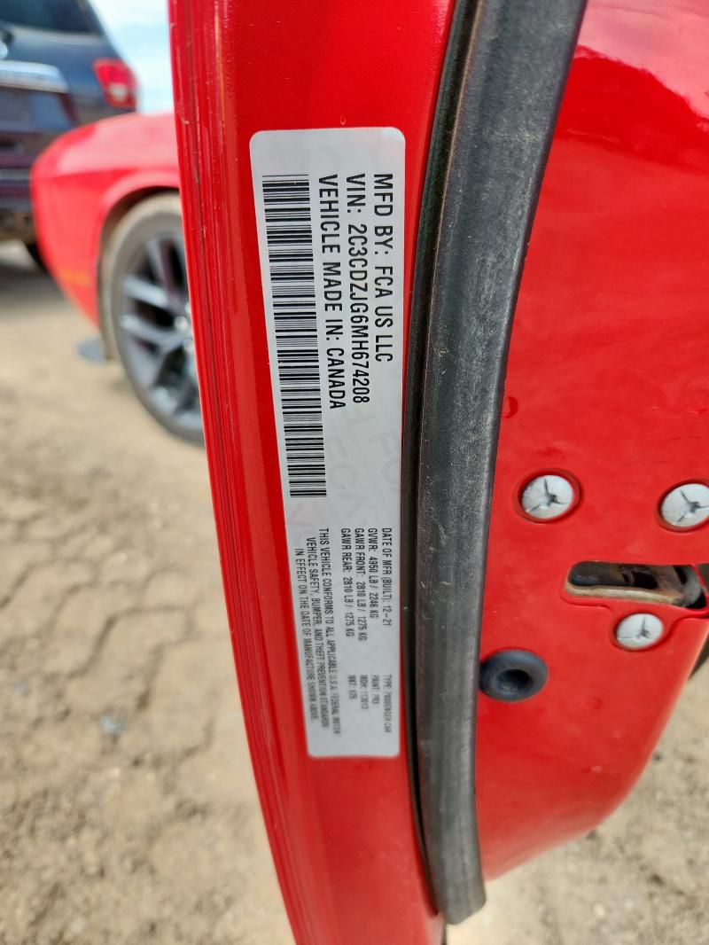 2021 DODGE CHALLENGER 2C3CDZJG6MH674208