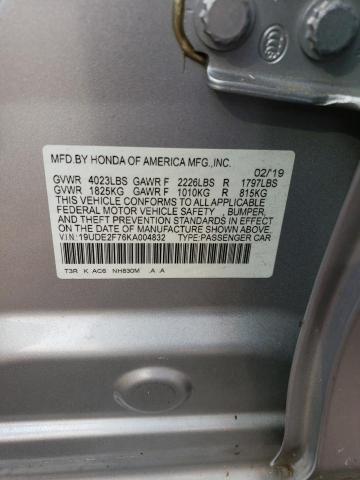 2019 ACURA ILX PREMIU 19UDE2F76KA004832