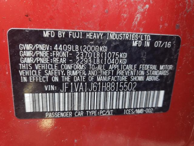 2017 SUBARU WRX LIMITE JF1VA1J61H8815502