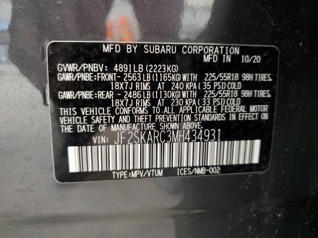 2021 SUBARU FORESTER S JF2SKARC3MH434931