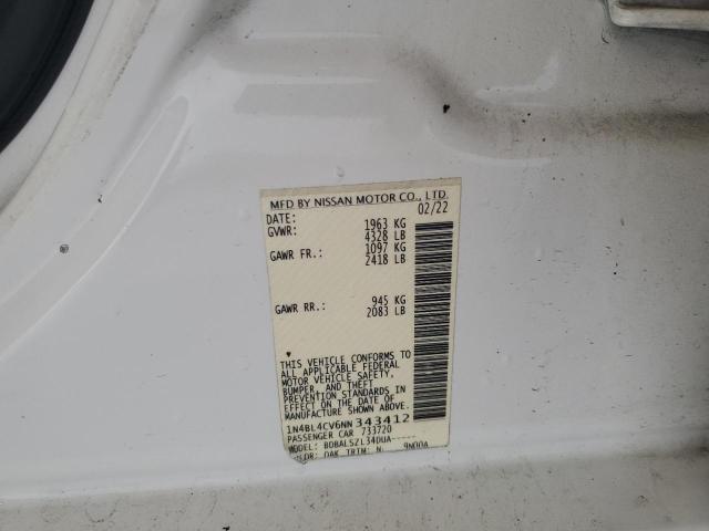2022 NISSAN ALTIMA SR 1N4BL4CV6NN343412