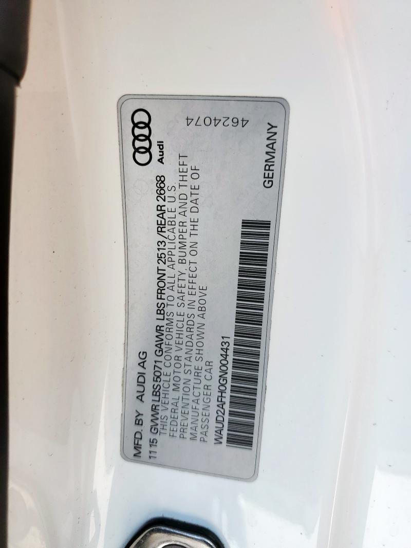2016 AUDI A5 PREMIUM WAUD2AFH0GN004431