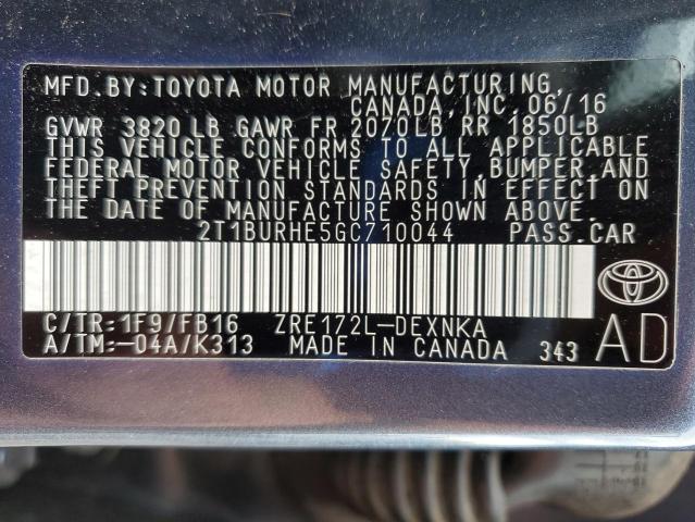 2016 TOYOTA COROLLA L - 2T1BURHE5GC710044