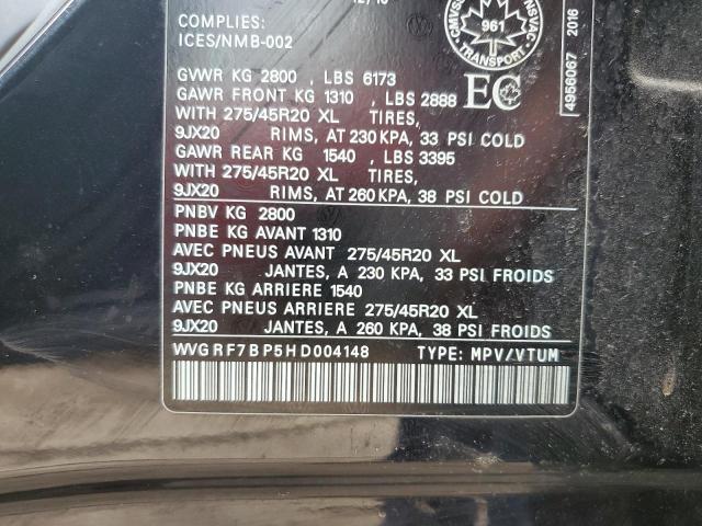 2017 VOLKSWAGEN TOUAREG WO WVGRF7BP5HD004148