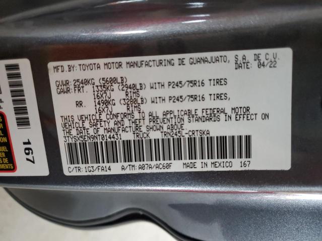 2022 TOYOTA TACOMA ACC - 3TYSX5EN9NT014431