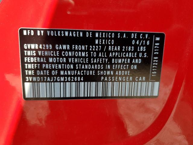 2016 VOLKSWAGEN JETTA SPOR - 3VWD17AJ7GM362684
