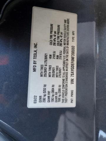 2022 TESLA MODEL Y 7SAYGDEF6NF398880