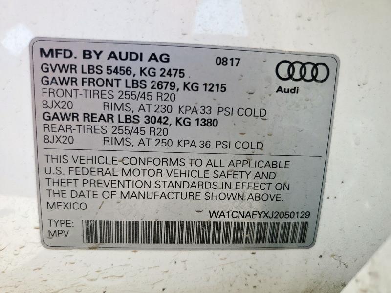 2018 AUDI Q5 PRESTIG WA1CNAFYXJ2050129