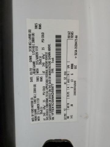 2022 FORD F150 SUPER CAB 1FTEX1C5XNKD55977