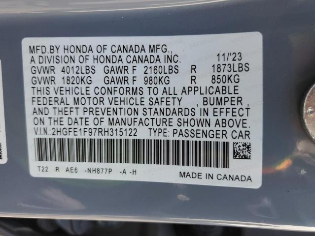 2024 HONDA CIVIC TOUR 2HGFE1F97RH315122