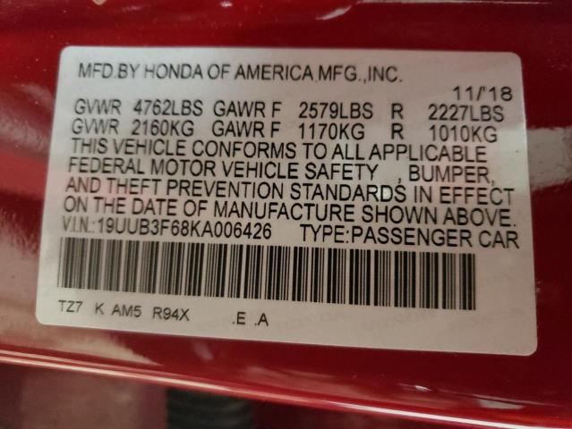 2019 ACURA TLX TECHNO 19UUB3F68KA006426