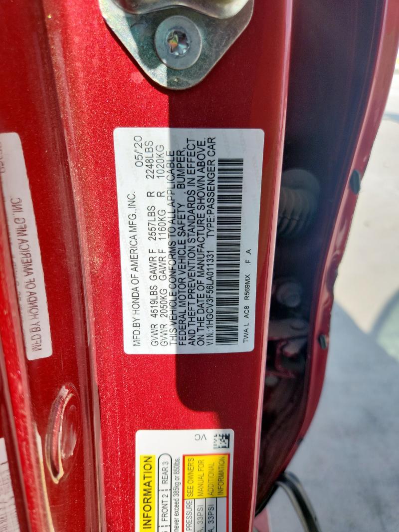 2020 HONDA ACCORD HYB 1HGCV3F56LA011331