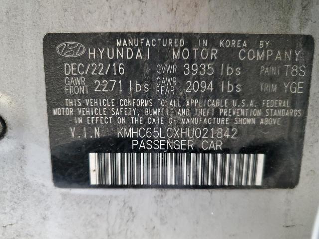 2017 HYUNDAI IONIQ BLUE KMHC65LCXHU021842