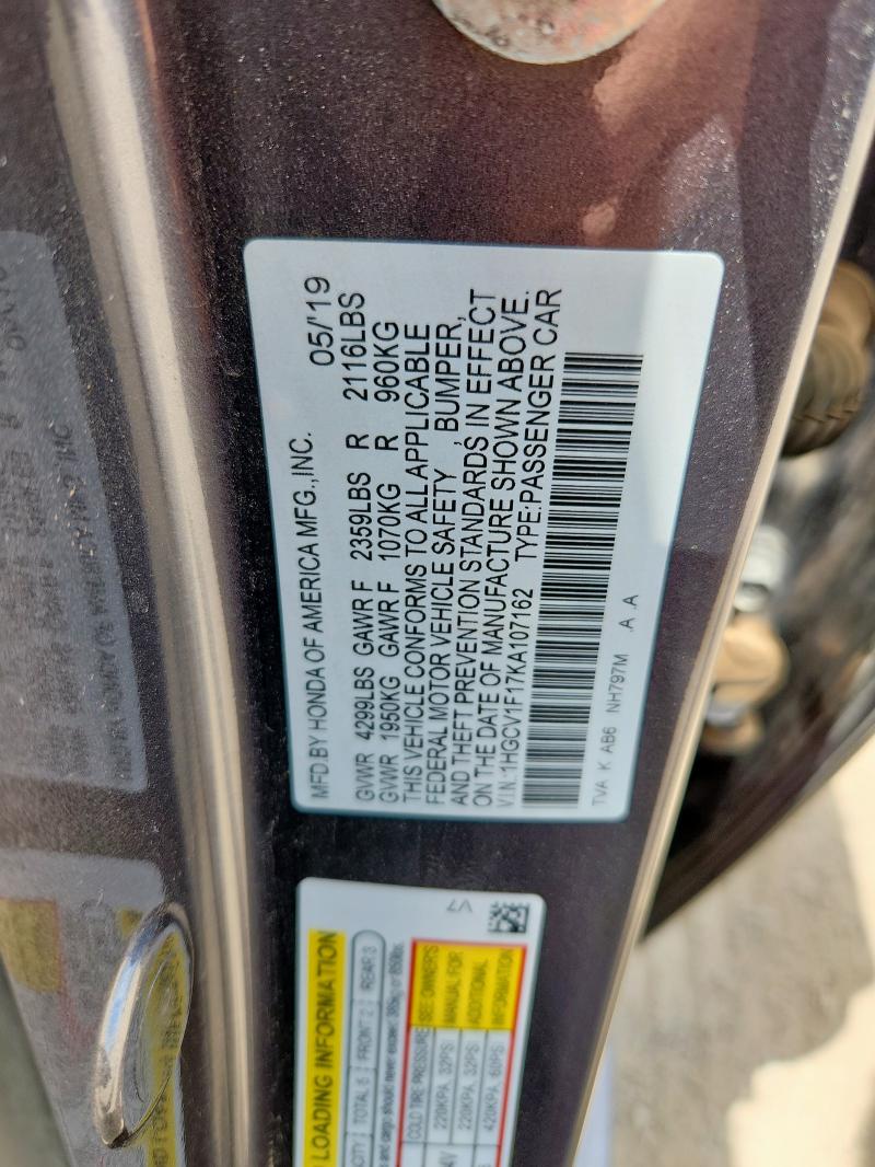 2019 HONDA ACCORD LX - 1HGCV1F17KA107162