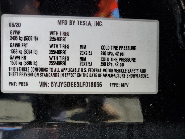 2020 TESLA MODEL Y 5YJYGDEE5LF018056