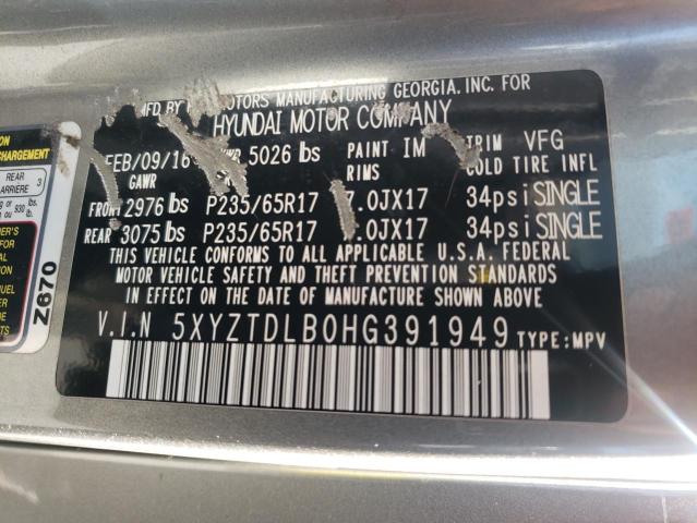 2017 HYUNDAI SANTA FE S - 5XYZTDLB0HG391949