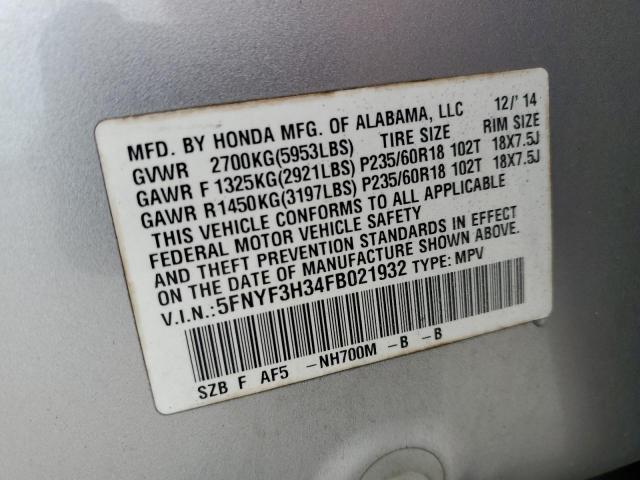 2015 HONDA PILOT SE - 5FNYF3H34FB021932