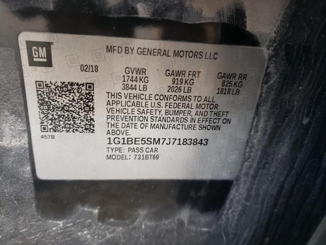 2018 CHEVROLET CRUZE LT 1G1BE5SM7J7183843