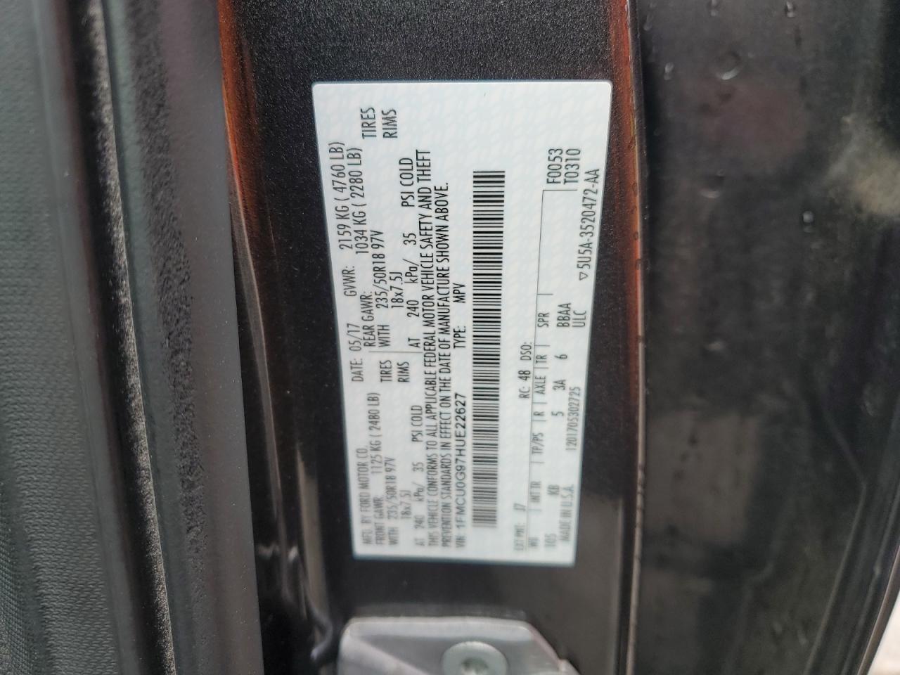 Lot #3186170475 2017 FORD ESCAPE SE