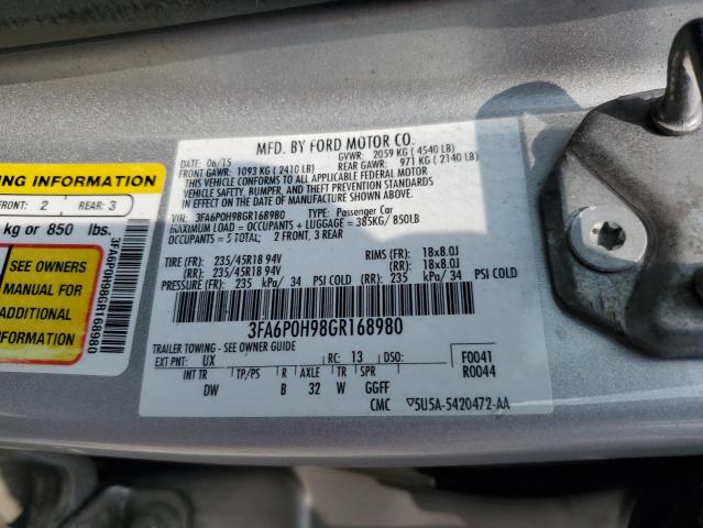 2016 FORD FUSION SE - 3FA6P0H98GR168980