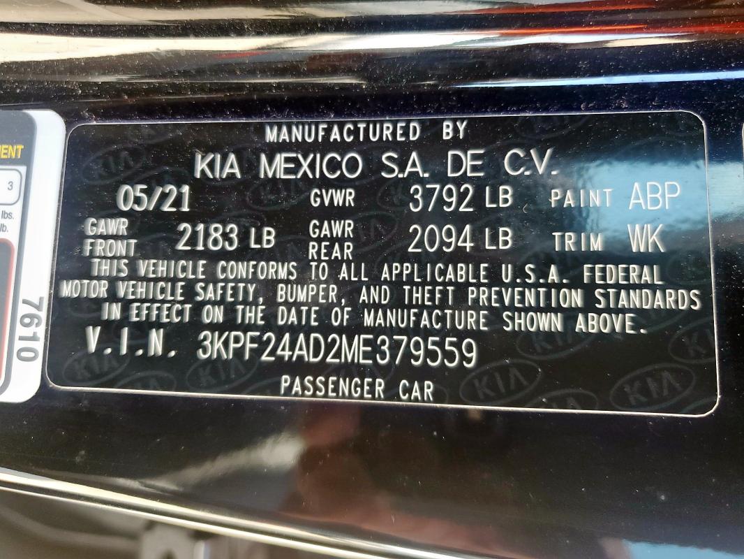 2021 KIA FORTE FE - 3KPF24AD2ME379559