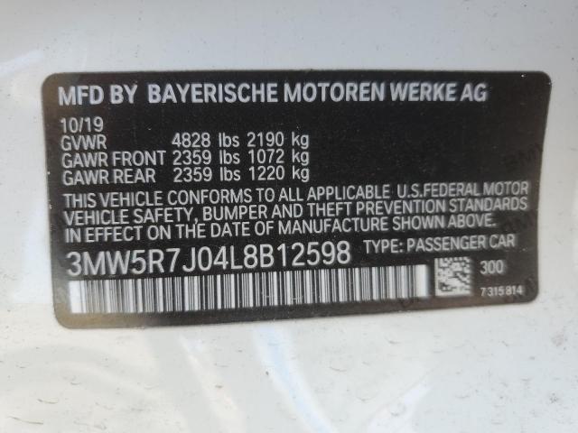 2020 BMW 330XI 3MW5R7J04L8B12598