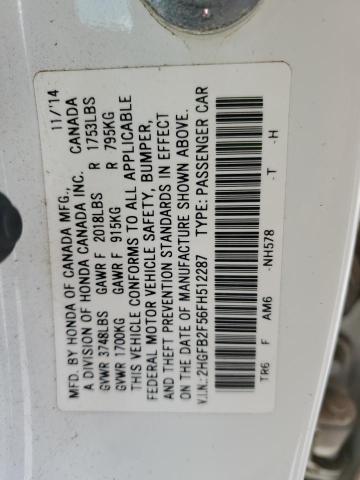 2015 HONDA CIVIC LX 2HGFB2F56FH512287