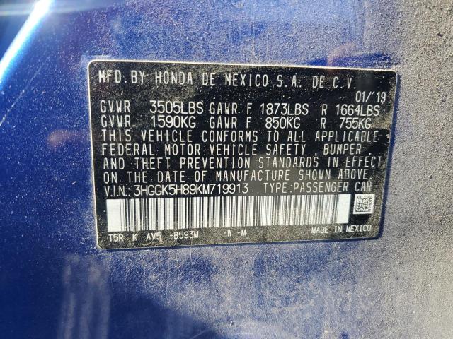 2019 HONDA FIT EX 3HGGK5H89KM719913