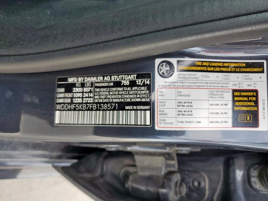 2015 MERCEDES-BENZ E 350 - WDDHF5KB7FB138571