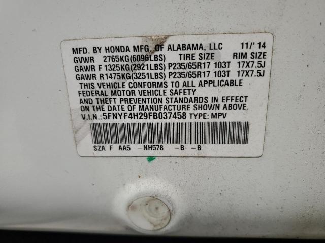 2015 HONDA PILOT LX 5FNYF4H29FB037458